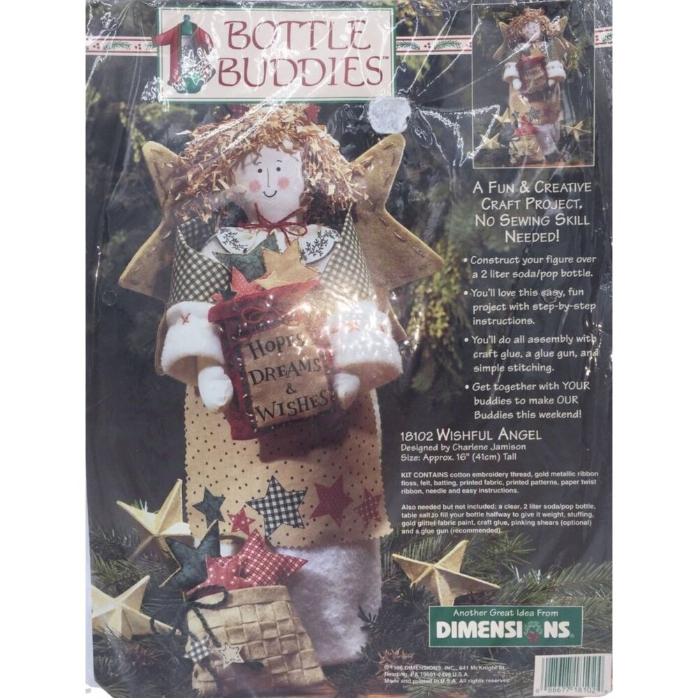 Wishful Angel 18102 Bottle Buddies Christmas Craft Project Dimensions 1996